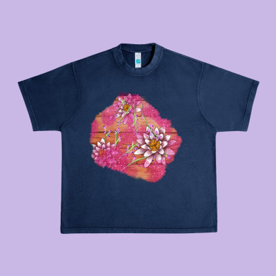 V.d  Lavender And Lotus Patches Urban Heavy Tee Designed By Adodesignshop