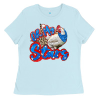 Baby Blue oh my stars chicken Ladies Tee - Zillion Design Studio