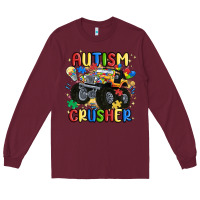 Burgundy autism crusher Long Sleeve Tee - MaliasSmallBusiness