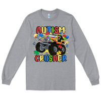 Heather Grey autism crusher Long Sleeve Tee - MaliasSmallBusiness
