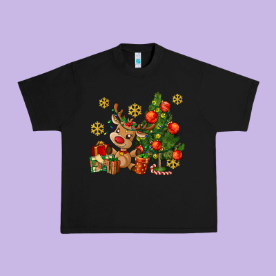 Reindeer And Christmas Tree Urban Heavy Tee Designed By Adodesignshop