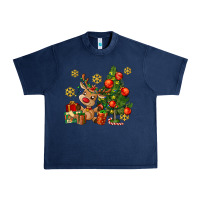 Navy reindeer and christmas tree Urban Heavy Tee - AdoDesignShop