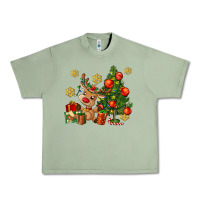 Oil Green reindeer and christmas tree Urban Heavy Tee - AdoDesignShop