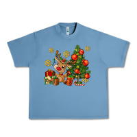 Pebble Blue reindeer and christmas tree Urban Heavy Tee - AdoDesignShop