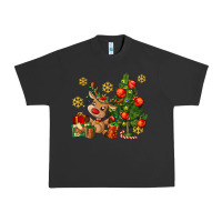 Pigment Black reindeer and christmas tree Urban Heavy Tee - AdoDesignShop