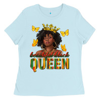 Baby Blue beautiful black queen Ladies Tee - texasbilliewilder