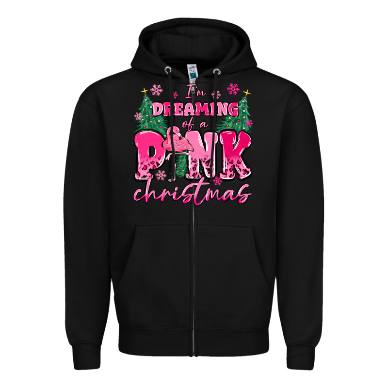 I'm Dreaming Of A Pink Christmas Flamingo Zipper Hoodie by MaliasSmallBusiness | Teevron