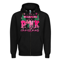 Black i'm dreaming of a pink christmas flamingo Zipper Hoodie - MaliasSmallBusiness
