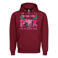 Burgundy i'm dreaming of a pink christmas flamingo Zipper Hoodie - MaliasSmallBusiness