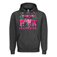 Charcoal Heather i'm dreaming of a pink christmas flamingo Zipper Hoodie - MaliasSmallBusiness