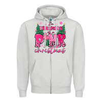 Dove Grey i'm dreaming of a pink christmas flamingo Zipper Hoodie - MaliasSmallBusiness