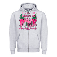 Heather Grey i'm dreaming of a pink christmas flamingo Zipper Hoodie - MaliasSmallBusiness