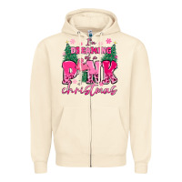 Sandshell i'm dreaming of a pink christmas flamingo Zipper Hoodie - MaliasSmallBusiness
