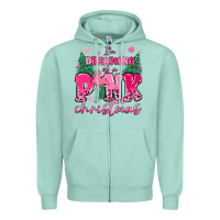 Seafoam i'm dreaming of a pink christmas flamingo Zipper Hoodie - MaliasSmallBusiness