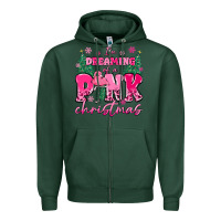Sports Green i'm dreaming of a pink christmas flamingo Zipper Hoodie - MaliasSmallBusiness