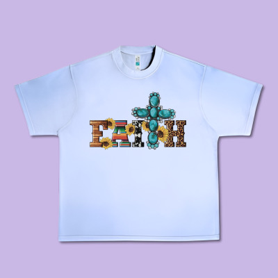 Western Gemstone Cross Faith Urban Heavy Tee Designed By Artiststas
