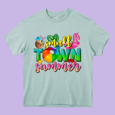 Small Town Summer Tbw Heavy Core Tee Designed By Texasbilliewilder