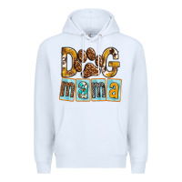 White Dog Mama with Paw Premium Hoodie - texasbilliewilder