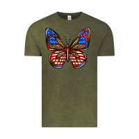Vintage Olive 4th of july butterfly Vintage Tee - BundleAndBundleShop