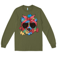 Army Green autism awareness bear Long Sleeve Tee - MaliasSmallBusiness