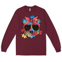 Burgundy autism awareness bear Long Sleeve Tee - MaliasSmallBusiness