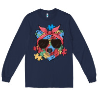 Navy autism awareness bear Long Sleeve Tee - MaliasSmallBusiness