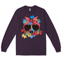 Plum autism awareness bear Long Sleeve Tee - MaliasSmallBusiness