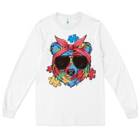 White autism awareness bear Long Sleeve Tee - MaliasSmallBusiness