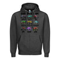 Charcoal Heather god says i am Zipper Hoodie - MaliasSmallBusiness