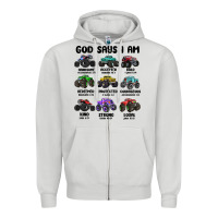 Dove Grey god says i am Zipper Hoodie - MaliasSmallBusiness