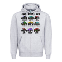 Heather Grey god says i am Zipper Hoodie - MaliasSmallBusiness