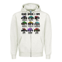 Oatmeal Heather god says i am Zipper Hoodie - MaliasSmallBusiness