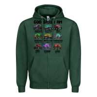 Sports Green god says i am Zipper Hoodie - MaliasSmallBusiness