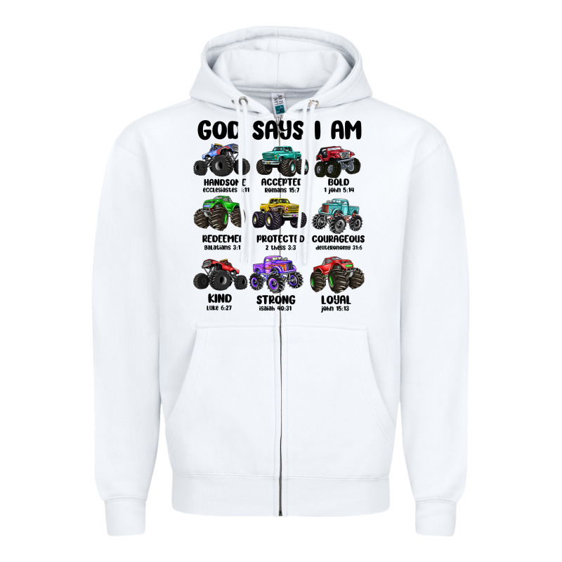 God Says I Am Zipper Hoodie by MaliasSmallBusiness | Teevron
