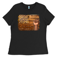 Black American melanin flag Ladies Tee - texasbilliewilder