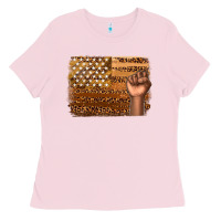 Bubblegum Pink American melanin flag Ladies Tee - texasbilliewilder