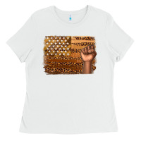 White American melanin flag Ladies Tee - texasbilliewilder
