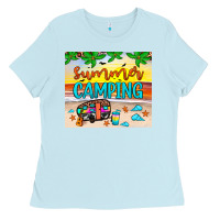 Baby Blue summer camping Ladies Tee - JahusDesignShop
