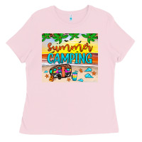 Bubblegum Pink summer camping Ladies Tee - JahusDesignShop