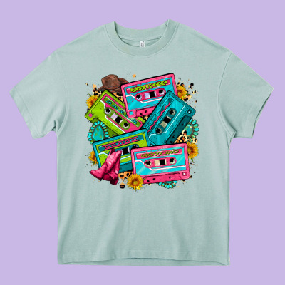 90's Country Cassette Tapes Heavy Core Tee Designed By Zillion Design Studio