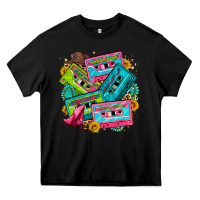 Black 90's country cassette tapes Heavy Core Tee - Zillion Design Studio