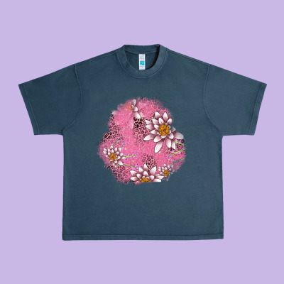 Lotus Patches Urban Heavy Tee Designed By Adodesignshop