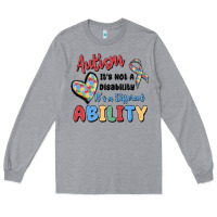 Heather Grey autism it's not a disability it's a different abil Long Sleeve Tee - MaliasSmallBusiness