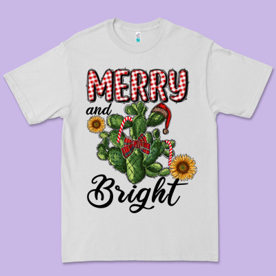 Merry And Bright With Cactus Premium Tee Designed By Ranaportraitstore