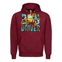 Burgundy bus driver Zipper Hoodie - NancyCooperArtShop