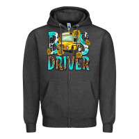 Charcoal Heather bus driver Zipper Hoodie - NancyCooperArtShop