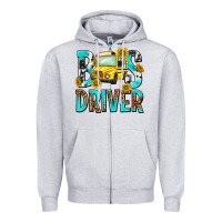 Heather Grey bus driver Zipper Hoodie - NancyCooperArtShop