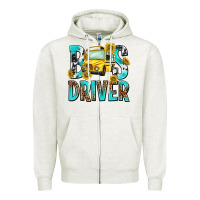 Oatmeal Heather bus driver Zipper Hoodie - NancyCooperArtShop