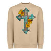 Mushroom turquoise sunflower cross Heavyweight Sweatshirt - AdoDesignShop