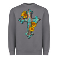 Storm turquoise sunflower cross Heavyweight Sweatshirt - AdoDesignShop